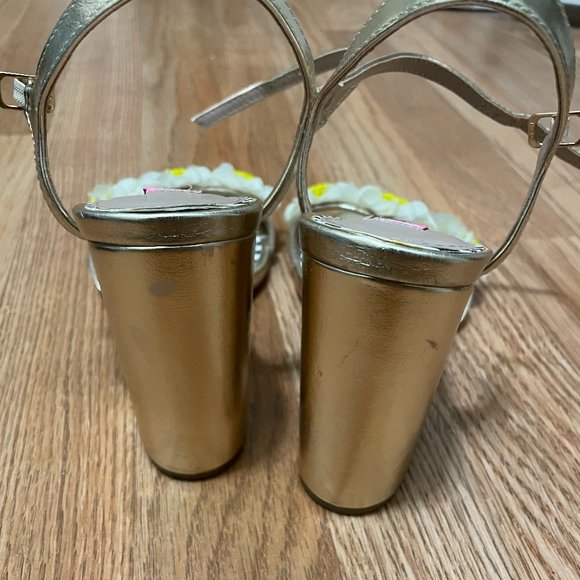 Betsey Johnson Sedona Daisy Heeled Sandals in Gold Shimmer - Picture 4 of 6